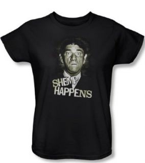 Three Stooges Ladies Shirt Shemp Happens Black Tee T Shirt Clothing