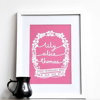 personalised baby name print by ant design gifts