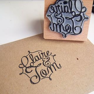 personalised lovers' names rubber stamp by the little posy print company