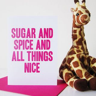 'sugar and spice' baby girl card by mrs l cards