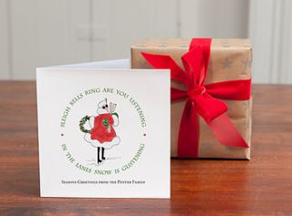 personalised 'sleigh bells christmas cards' by honey tree publishing