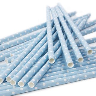 polka dot paper straws baby blue by ginger ray