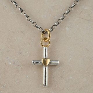 silver and gold plated cross necklace by sophie harley london