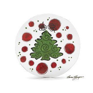 Adore Him Christmas Tree Plate Red Green Dots Kitchen & Dining