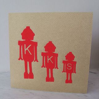 personalised birthday card robot family by littlechook personalised childrens clothing