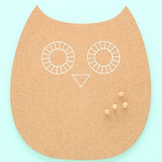 owl cork pin board by red berry apple