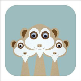 wobbly eyed meerkat card by stripeycats