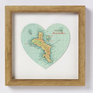 seychelles map heart print by bombus off the peg