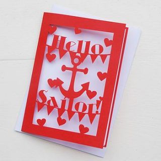 laser cut 'hello sailor' card by pogofandango