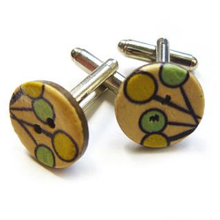 coconut shell button cufflinks by charlie boots