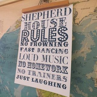 house family rules personalised wall art by that lovely shop