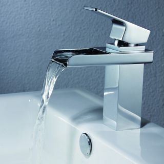 Single Handle Deck Mount Waterfall Bathroom Sink Faucet with Hoses