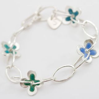 personalised enamelled daisy bracelet by carole allen silver jewellery