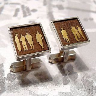 square figures on wood cufflinks by van buskirk jewellery