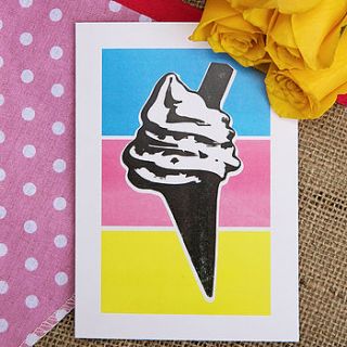 'ice cream' card x2 colours by claire close