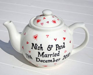 personalised wedding teapot by sparkle ceramics