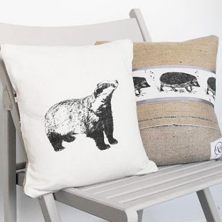badger and hedgehog cushion by whinberry & antler
