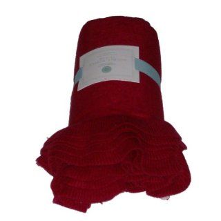 Martha Stewart Red Sweater Knit Throw Blanket Ruffle Edge Soft Warm & Cuddly  