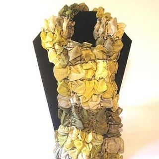 elegant ruched green silk scarf by simply special gifts