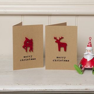 festive stag reindeer 'merry christmas' card by lovely jubbly