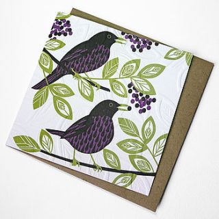 hand embossed black bird card by linokingcards