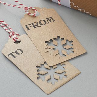 recycled lasercut snowflake gift tags by sophia victoria joy