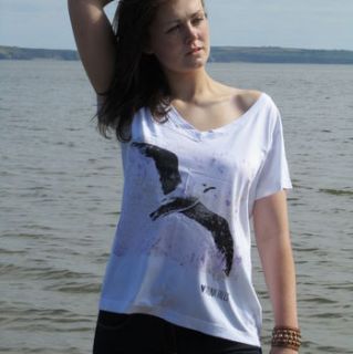 soaring seagull deep v t shirt by fauna falls