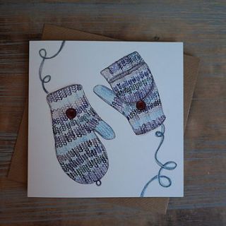 wooly winter mittens greeting card by charlotte vallance illustration & design