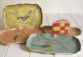 mini trays with bird design by patchwork harmony