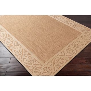 Meticulously Woven Garden View Beige Bordered Area Rug (5' x 7'6) 5x8   6x9 Rugs