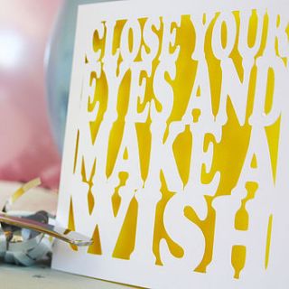 'make a wish' birthday card by whole in the middle