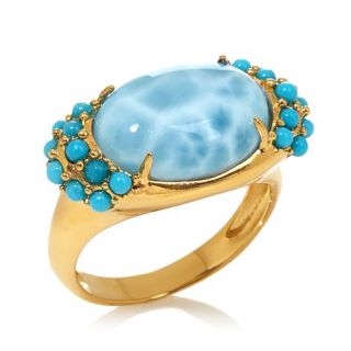 Heritage Gems East/West Larimar and Sleeping Beauty Turquoise Vermeil Ring