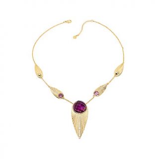 Daniela Swaebe Fashion Jewelry "Deco Owl" Purple Crystal Goldtone 16 3/4" Stati