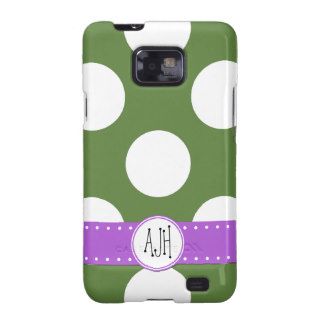 Monogram   Polka Dots, Spots   Green White Purple Samsung Galaxy SII Cases