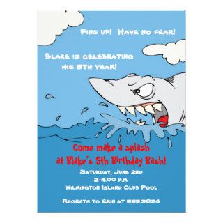 Scary Shark Birthday Pool Party Invite