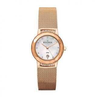 Skagen Women's Rosegold Tone Mesh Bracelet Watch