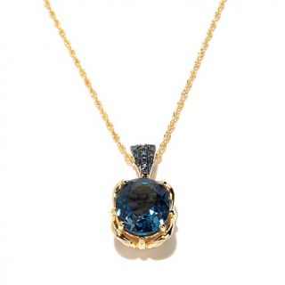 Victoria Wieck 4.58ct London Blue Topaz and Blue Diamond Pendant with 17" Chain