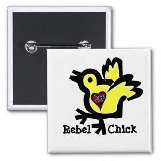 Rebel Chick   Confederate Flag Heart cartoon chick Pin