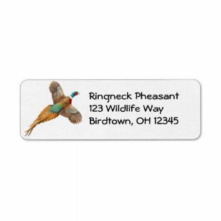 Flying Ring Necked Pheasant Label