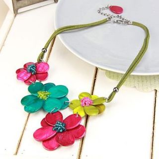 bright hawaiian cluster flower necklace by lisa angel