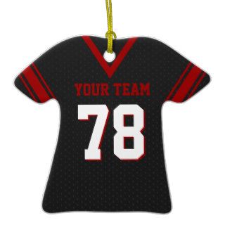 Black and Red Football Jersey with Photo Christmas Ornaments