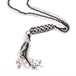black and silver long star tassel necklace by francesca rossi designs