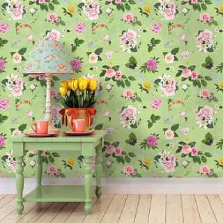 self adhesive spring green floral wallpaper by oakdene designs