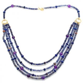 Treasures of India Multigemstone Vermeil 4 Strand 25" Necklace