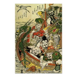 Hokusai Seven Gods of Good Fortune 葛飾北斎 Posters