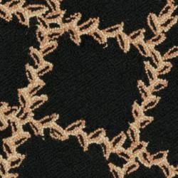 Hand hooked Trellis Black/ Beige Wool Rug (3' Round) Safavieh Round/Oval/Square