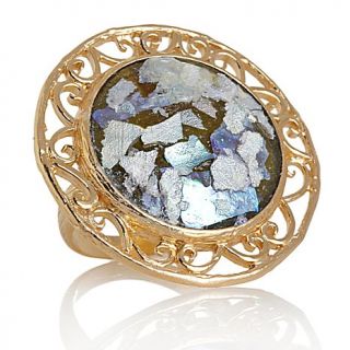 Noa Zuman Technibond Blue Roman Glass Round Swirl Ring