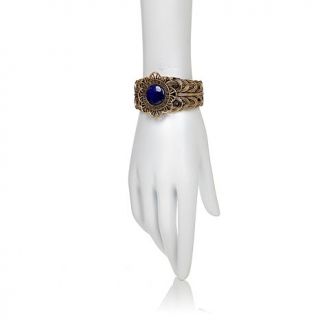 Studio Barse Lapis Open Petal Frame Bronze Cuff Bracelet