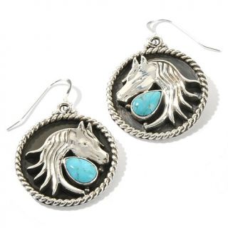 Chaco Canyon Southwest Turquoise "Horse" Sterling Silver Earrings