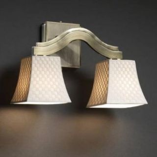 Justice Design POR 8975 35 CHKR NCKL Bend Two Light Wall Sconce (Style 2), Impression Option Checkerboard Shade Impression, Choose Finish Brushed Nickel Finish, Choose Lamping Option Standard Lamping    